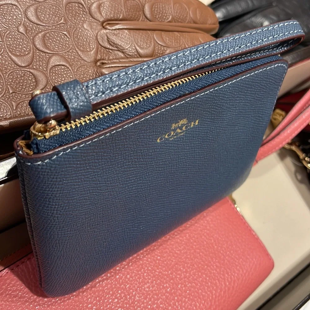 Coach Corner Zip Wristlet IM/Denim - Picture 3 of 16